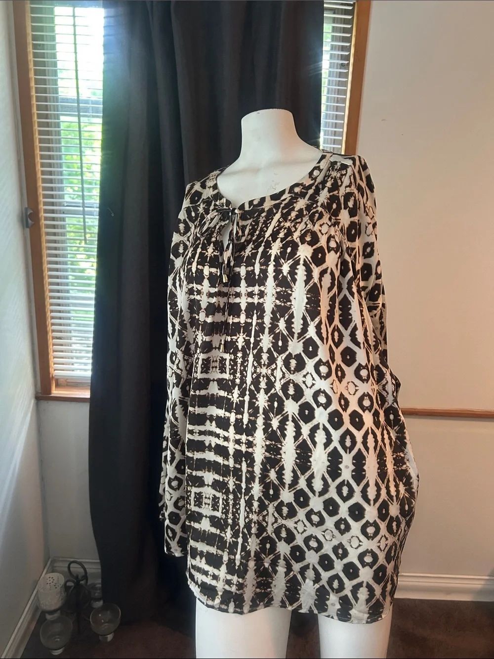 INC International Concept Brown & White Printed Women’s Tunic Dress